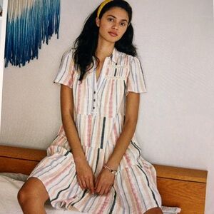 Anthropologie Georgina Tiered Shirtdress. Summer stripe color. Size XS